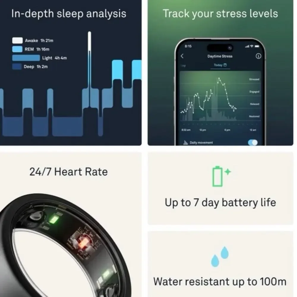 NEW Oura Ring Gen3 Horizon Stealth Smart Ring Sleep Tracker Fitness Wearable‎ 10